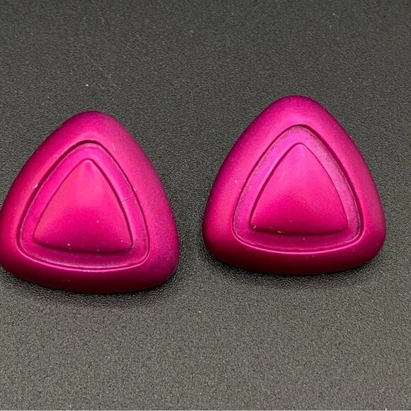 80s Hot Pink Disco Stud Earrings - Picture 5 of 10